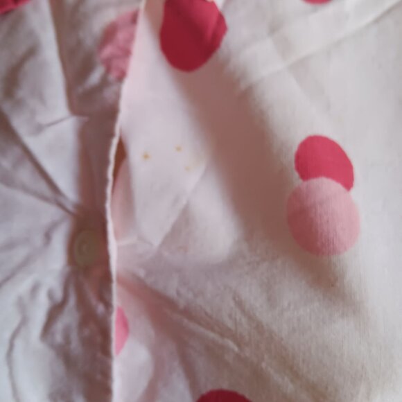 Women's Large Vintage Blouse 50's Atomic Pink Polka Dot Button Top Sanforized - Picture 5 of 9